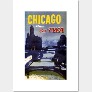 Vintage Travel Poster Chicago Fly TWA Posters and Art